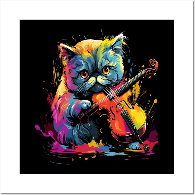 Exotic Shorthair Playing Violin Wall Art by JH Mart